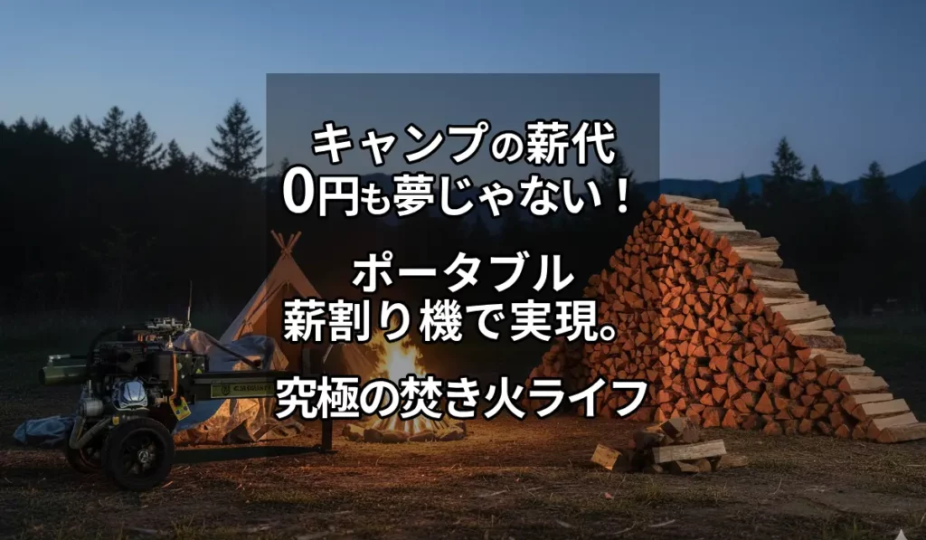 キャンプの薪代「0円」も夢じゃない！ポータブル薪割り機で実現。究極の焚き火ライフ